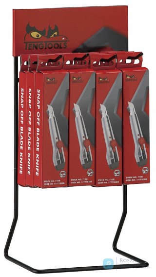 Stojak ekspozycyjny z nożami z ostrzami odłamywanymi Teng Tools DIS-710G