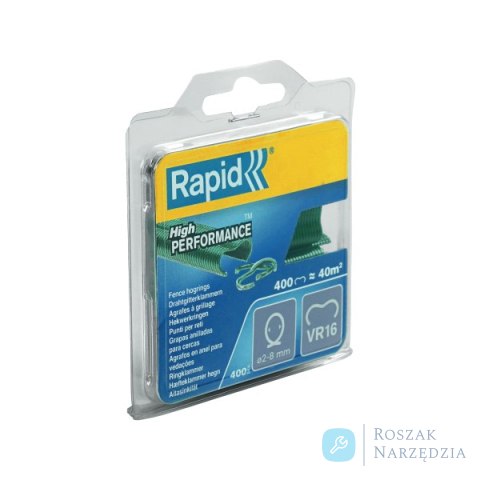 Zszywki zaciskowe do ogrodzenia Rapid VR16, zielone - opakowanie 400 szt.