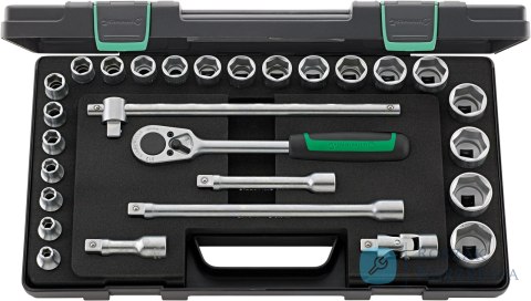Zestaw narzędzi 1/2" 28-elementowy w walizce ABS (16 nasadek 6-kątnych 8-32mm z oprzyrząd.) STAHLWILLE
