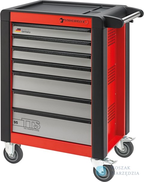 Wózek warsztatowy TTS 7-szufl.czerwony z nakładkami, 1021x823x 497 mm; max obciążenie: 30kg na szufladę; 750 kg na wózek STAHLWI