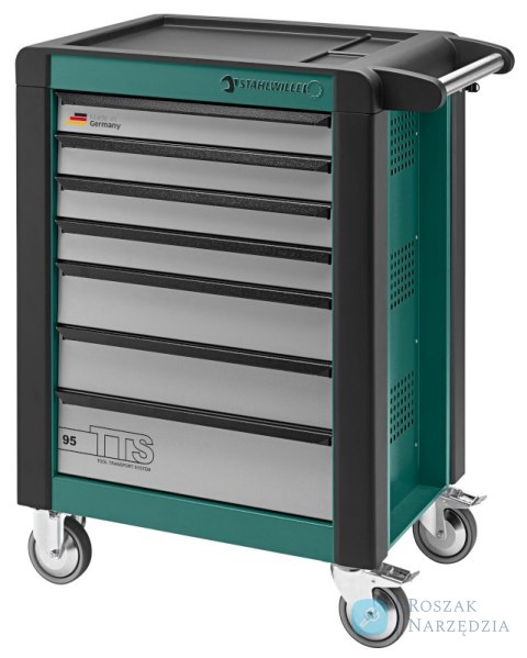 Wózek warsztatowy TTS 7-szufl.zielony.z nakładkami, 1021x823x 497 mm; max obciążenie: 30kg na szufladę; 750 kg na wózek STAHLWIL Wózek warsztatowy TTS 7-szufl.zielony.z nakładkami, 1021x823x 497 mm; max obciążenie: 30kg na szufladę; 750 kg na wózek STAHLWIL