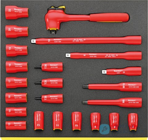 Zestaw TCS nasadek i akcesoriów 3/8", 23 elementowy, izolowane 1000V  VDE  STAHLWILLE