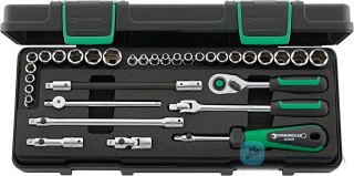 Zestaw narzędzi QR 1/4": 25 nasadek 6-kąt 3,2-14mm, 3/16"-9/16"+grzechotka+akcesoria, 33-el.w walizce ABS STAHLWILLE