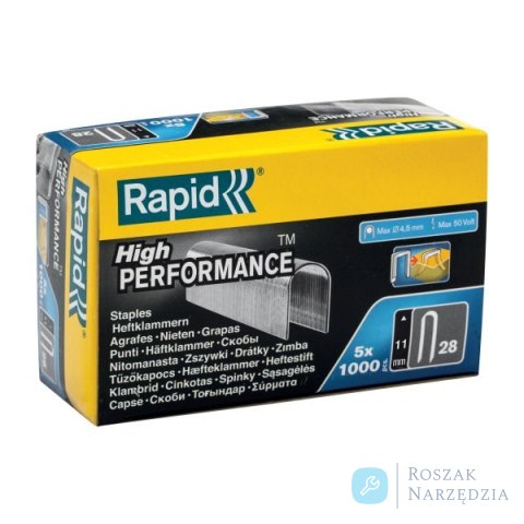 Zszywki Rapid nr 28 (11 mm) do kabli - opakowanie 5000 szt. Zszywki Rapid nr 28 (11 mm) do kabli - opakowanie 5000 szt.