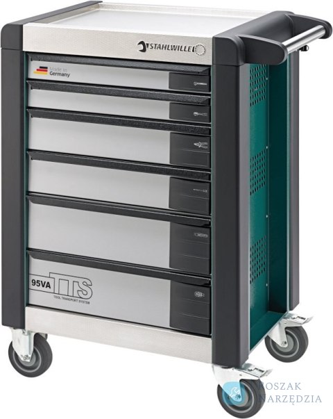 Wózek warsztatowy TTS 6-szufl.zielony z nakładkami, 1021x823x 497 mm; max obciążenie: 30kg na szufladę; 750 kg na wózek STAHLW