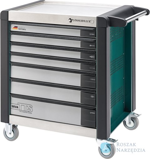 Wózek warsztatowy TTS 7-szuflad zielony z nakładkami, 1000x1024x 652 mm; max obciążenie: 40kg na szufladę; 1400 kg na wózek STA