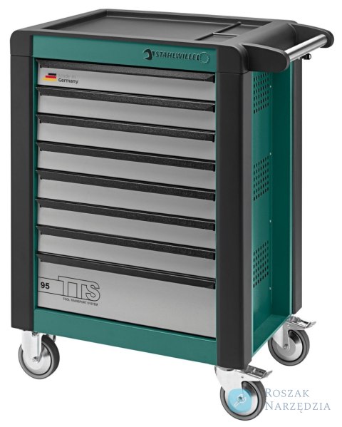 Wózek warsztatowy TTS 8-szufl.zielony z nakładkami, 1021x823x 497 mm; max obciążenie: 30kg na szufladę; 750 kg na wózek STAHLWI