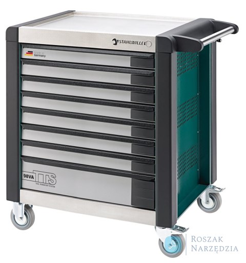 Wózek warsztatowy TTS 8-szuflad zielony z nakładkami, 1000x1024x 652 mm; max obciążenie: 40kg na szufladę; 1400 kg na wózek STA