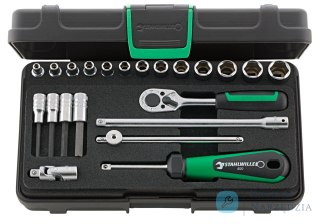Zestaw narzędzi 1/4" grzechotka+nasadki 6-kąt 3,5-13mm+akcesoria, 22-el. w walizce ABS STAHLWILLE