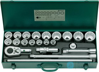 Zestaw narzędzi 3/4" calow.22-el.w metalowej walizce (16 nasadek 7/8"-2"+6 akcesoriów) STAHLWILLE