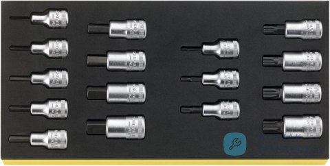 Zestaw TCS 1/3 nasadek 1/2" typu INHEX i XZN, 16-częściowy STAHLWILLE