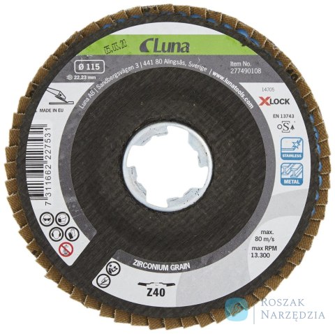 Krążek ścierny lamelowy X-LOCK P60 115 mm Luna