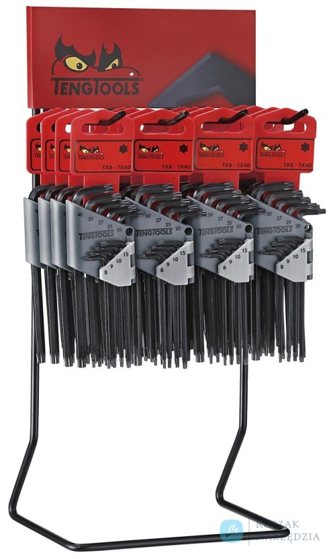 Stojak ekspozycyjny z zestawami kluczy TX Teng Tools DIS-1479TX