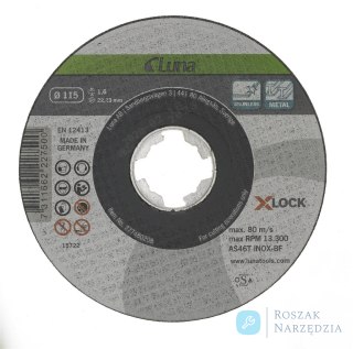 Tarcza ścierna tnąca X-LOCK 115x1,6 mm Luna
