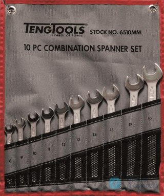 10-elementowy zestaw kluczy płasko-oczkowych 8-19 mm Teng Tools 6510MM