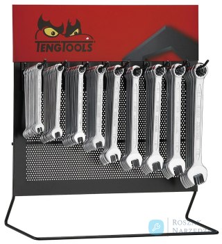 Klucze płasko-oczkowe na stojaku ekspozycyjnym Teng Tools DIS-SP65