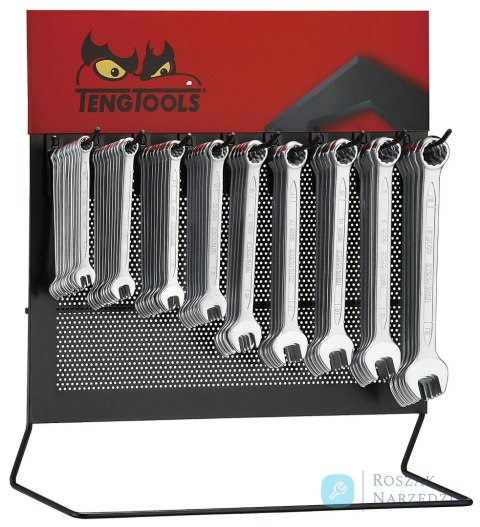 Klucze płasko-oczkowe na stojaku ekspozycyjnym Teng Tools DIS-SP65