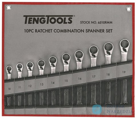 Zestaw kluczy płasko-oczkowych z zapadką Teng Tools 6510RMM Zestaw kluczy płasko-oczkowych z zapadką Teng Tools 6510RMM