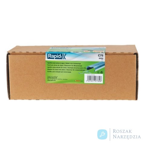 Zszywki zaciskowe do winorośli Rapid C75, aluminiowe - opakowanie 6000 szt