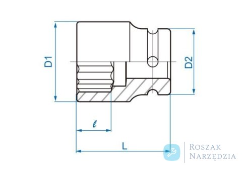 NASADKA KRÓTKA UDAROWA LEKKA 3/4" 27m x 53mm, 12-kąt King Tony