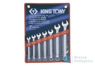 ZESTAW KLUCZY PŁASKO-OCZKOWYCH CALOWYCH 3/8 - 3/4" 7cz., ETUI King Tony