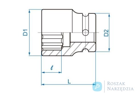 NASADKA KRÓTKA UDAROWA 3/4" 21mm x 50mm, 12-kąt. King Tony