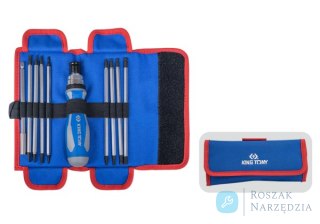 TELESKOPOWY WKRĘTAK DO BITÓW 1/4" Z GRZECHOTKĄ Z ZESTAWEM BITÓW (PH, PZ, SL, TORX, HEX) 16 cz. King Tony
