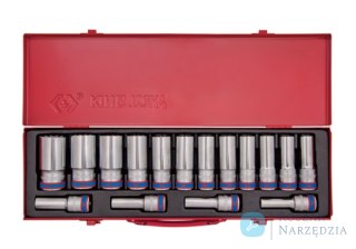 ZESTAW NASADEK 1/2" 16cz. DŁUGIE 10 - 32mm 12-kąt. KASETA King Tony