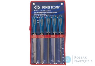 ZESTAW PILNIKÓW DO METALU 200mm 5szt. DROBNOZIARNISTE, RÓŻNE PROFILE, ETUI King Tony