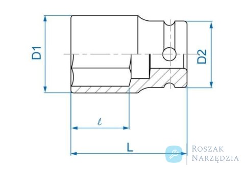 NASADKA KRÓTKA UDAROWA CIENKOŚCIENNA 1/2" 19mm x 52mm, 6-kąt King Tony
