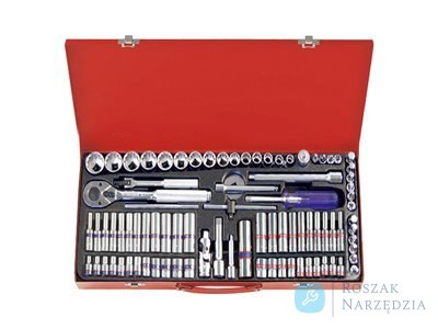 ZESTAW NASADEK 1/4'''' +3/8" 91cz.4-22mm + CALOWE 5/32-1/2" 6/12-kąt. Z GRZECHOTKĄ I AKCESORIAMI, KASETA''' King Tony