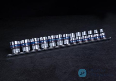 ZESTAW NASADEK 3/8" 13cz. KRÓTKIE 12-kąt. 7 - 19mm, SZYNA, King Tony