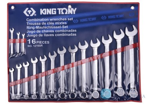 ZESTAW KLUCZY PŁASKO-OCZKOWYCH CALOWYCH 1/4" - 1-1/4", 16cz. ETUI King Tony