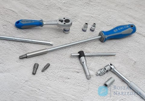 ZESTAW NARZĘDZI 1/4" 39cz. NASADKI KRÓTKIE, 6-kąt. 4 - 13mm + BITY, Z GRZECHOTKĄ I AKCESORIAMI, KASETA King Tony