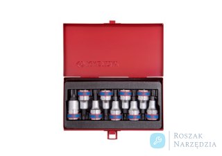 ZESTAW NASADEK Z KOŃCÓWKĄ TORX 1/2" 9 cz. KRÓTKIE T20 - T60 KASETA King Tony