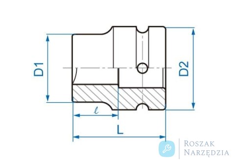 NASADKA DŁUGA UDAROWA 1" 20mm x 60mm, 4-kąt, DO OSI TYLNEJ King Tony