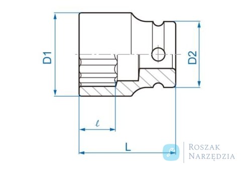 NASADKA KRÓTKA UDAROWA 1/2" 13/16" x 38mm, 12-kąt King Tony