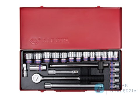 ZESTAW NASADEK 1/2" 24cz. KRÓTKIE 6-kąt. 10 - 32mm Z AKCESORIAMI, KASETA King Tony ZESTAW NASADEK 1/2" 24cz. KRÓTKIE 6-kąt. 10 - 32mm Z AKCESORIAMI, KASETA King Tony