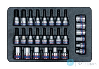 ZESTAW NASADEK 3/8" + 1/2", HEX H3 - H12, TORX T15 + T50, GWIAZDKI E8 - E20, WKŁAD DO WÓZKA King Tony