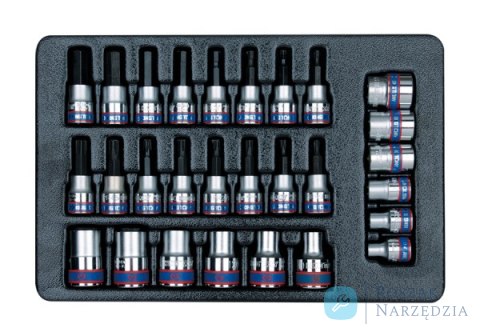 ZESTAW NASADEK 3/8" + 1/2", HEX H3 - H12, TORX T15 + T50, GWIAZDKI E8 - E20, WKŁAD DO WÓZKA King Tony