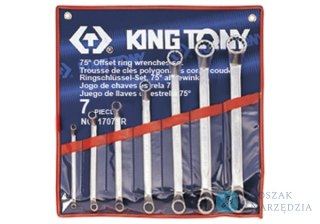 ZESTAW KLUCZY OCZKOWYCH ODGIĘTYCH 75° CALOWYCH 1/4 - 1.1/8", 7cz. ETUI King Tony