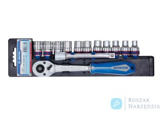 ZESTAW NASADEK 1/2" 13cz. KRÓTKIE 6-kąt. 8 - 19mm Z GRZECHOTKĄ I PRZEDŁUŻKĄ King Tony