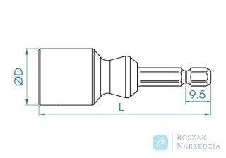 NASADKA DO PRĘTÓW GWINTOWANYCH 10mm DO WKRĘTAREK 1/4" x 66mm (ZAKRES 9.0 - 10.0mm) King Tony