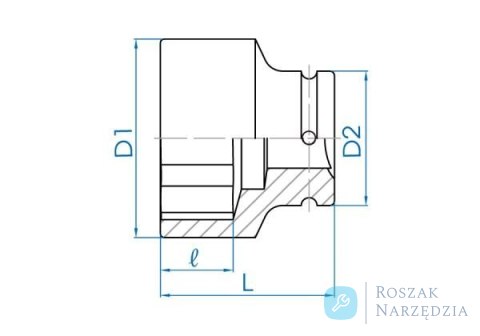 NASADKA KRÓTKA UDAROWA 1-1/2" 34mm x 80mm, 6-kąt King Tony