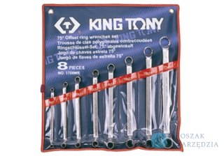 ZESTAW KLUCZY OCZKOWYCH ODGIĘTYCH 75° 8cz. 6 - 23mm, ETUI King Tony