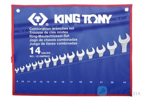 ZESTAW KLUCZY PŁASKO-OCZKOWYCH 14cz. 8 - 24mm, ETUI King Tony