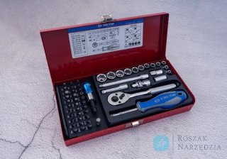 ZESTAW NARZĘDZI 1/4" 51cz. NASADKI KRÓTKIE, 6-kąt. 4 - 14mm, BITY 1/4" Z GRZECHOTKĄ I AKCESORIAMI, KASETA King Tony