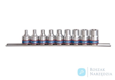 ZESTAW NASADEK GWIAZDKOWYCH 3/8" 9cz. KRÓTKIE E-TORX E4 - E16, SZYNA, King Tony