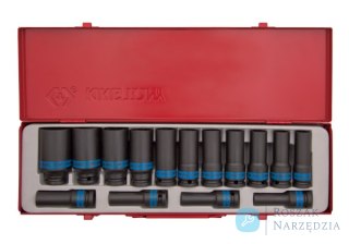 ZESTAW NASADEK UDAROWYCH 1/2" 15cz. DŁUGIE 12-kąt. 10 - 32mm, KASETA King Tony