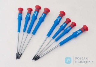 ZESTAW WKRĘTAKÓW PRECYZYJNYCH 8cz. KRZYŻAK No.000 - 1 x 75mm, PŁASKIE 1,5 - 3,0 x 75mm, PUDEŁKO King Tony